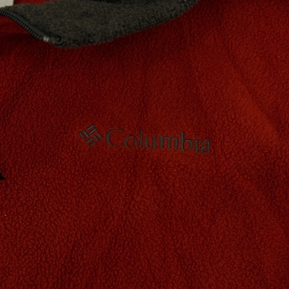 Columbia Jacket Men XL Fleece Jacket Full Zip Double Pocket Soft Rust and Gray